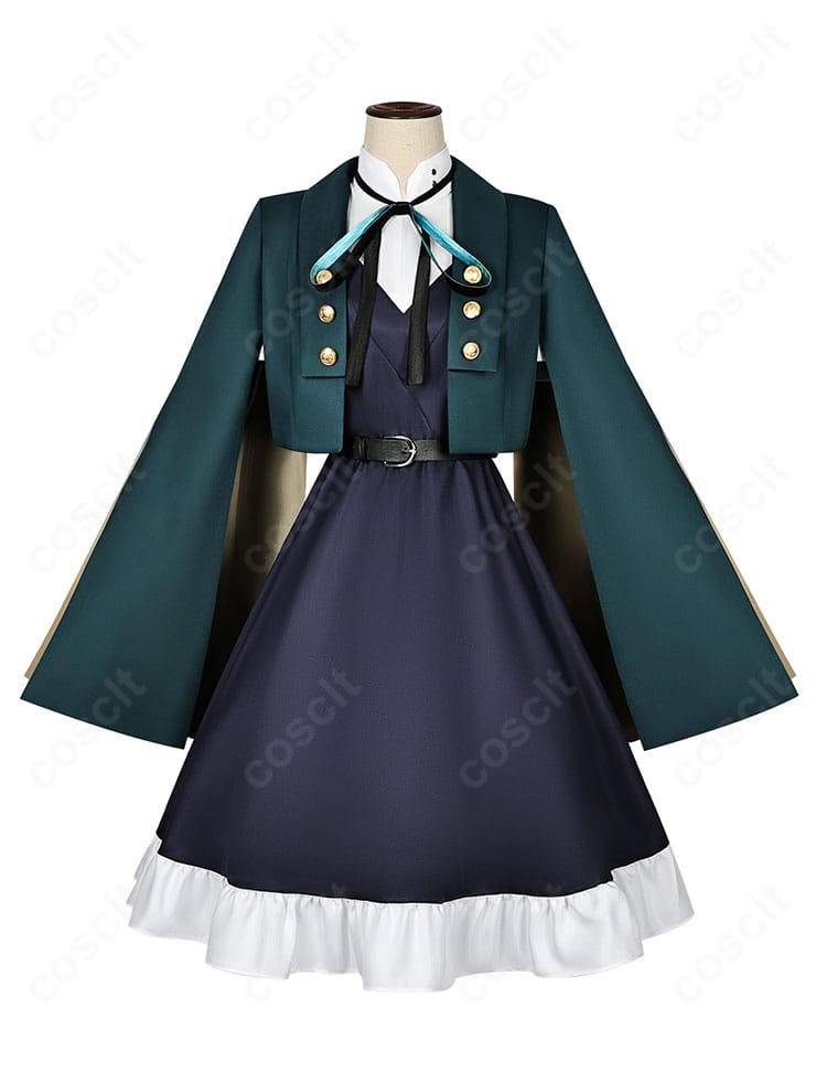 ホタル 夏の約束 コスプレ衣装の正面全身。コートとワンピースのレイヤードと配色を丁寧に再現。