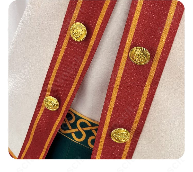 スタフェス衣装の門襟アップ。繊細な刺繍と縁取り装飾が際立つ設計