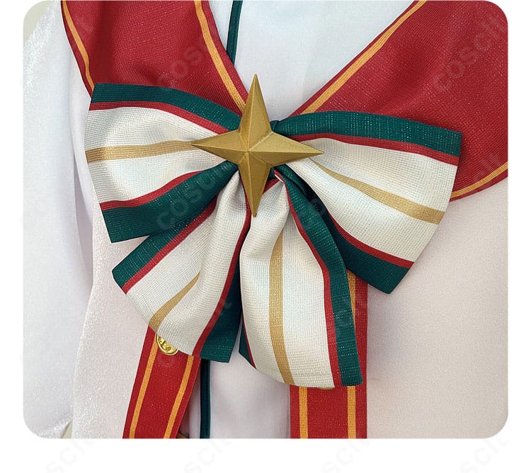 スタフェス衣装の襟元リボン(蝶結び)ディテール。上品でエレガントな印象を与えるポイント