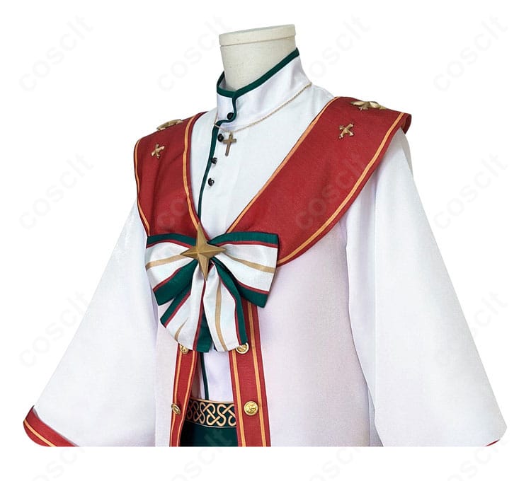 スタフェス衣装の刺繍・装飾クローズアップ。繊細なステッチと金属風パーツの質感を詳細に撮影