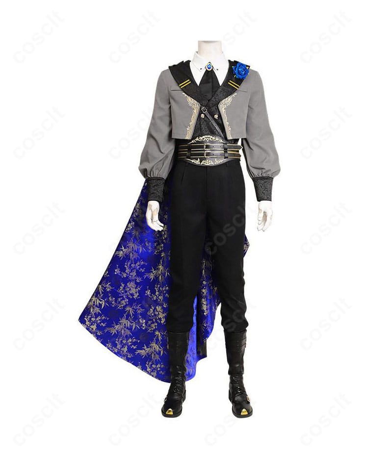 セフィロス ダークナイトスーツの正面全景。鋭い襟元とハリのある黒生地で高い再現度を実現。