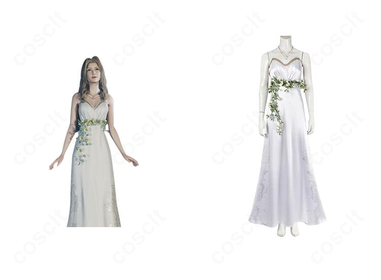 商品正面とエアリスのコラボ画像。FF7リバース「No Promises to Keep」衣装の全体とキャラクター比較で高再現度を示す構図。