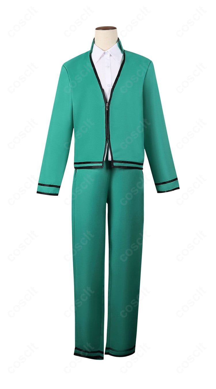 斉木楠雄 PK学園制服コスプレ衣装の正面。落ち着いた色味と直線的シルエットでアニメの印象を再現。