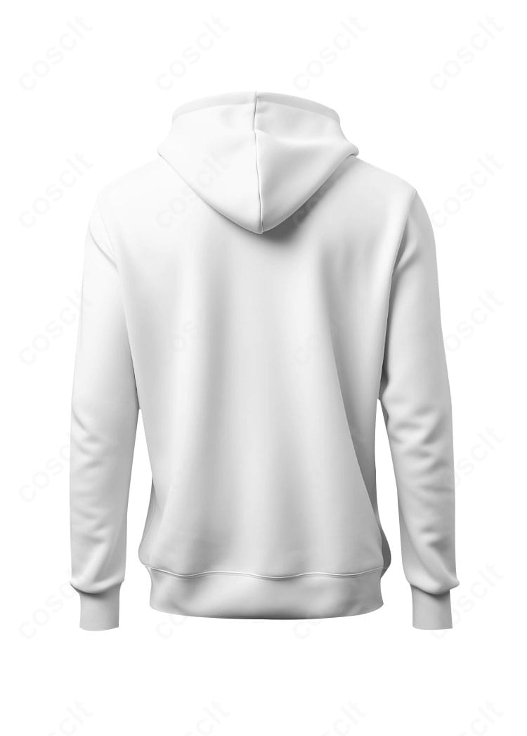 セイヤ『躍動する光』コスプレ衣装の背面全体。背中の切替えとフード形状、裾ラインを明確に表示。