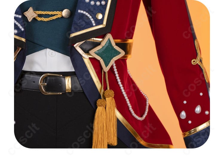 腰回りのタッセル装飾。動きに合わせて揺れるパーツがステージ映えを高めます。