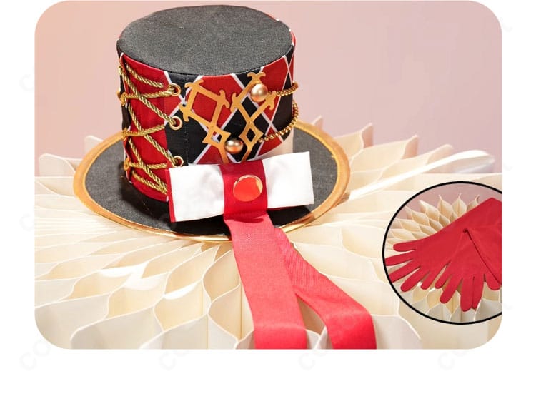 礼瀬マヨイ衣装の帽子と手袋、装飾リボンの質感詳細