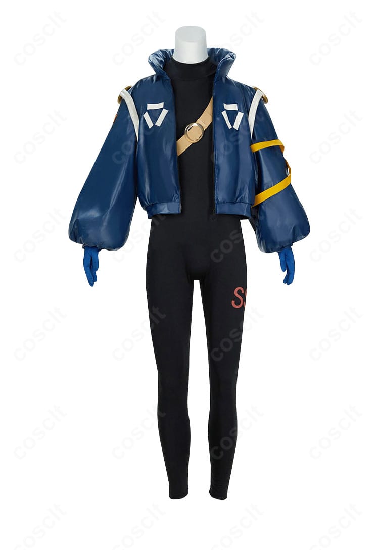 ロロノア・ゾロ エッグヘッド編コスプレ衣装の正面全景。バトルスーツのラインと発色がわかる商品画像。