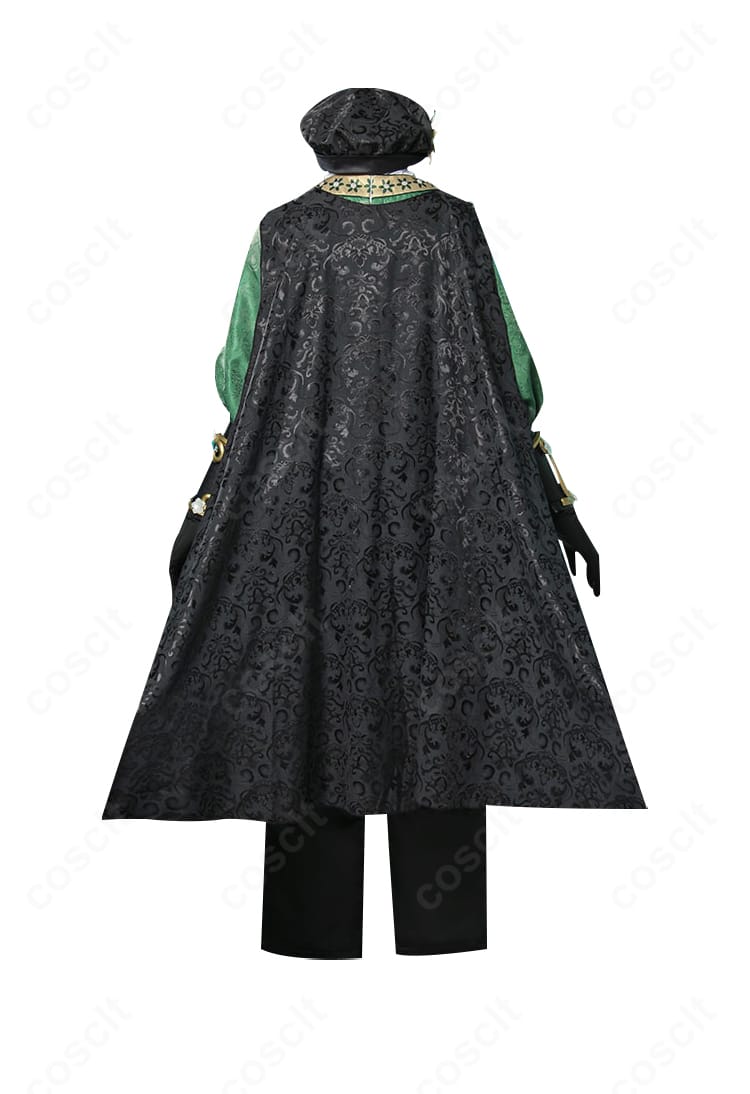 エミール ロミオ衣装・背面。マントの流れと背面装飾のステッチワークを確認できる画像。