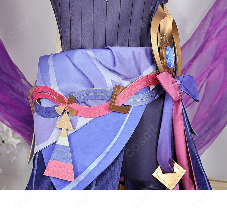 原神 シトラリ衣装の腰部装飾クローズアップ。中心パーツと垂れ飾りの質感・取り付け方法が見える。