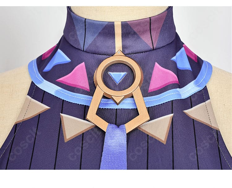 原神 シトラリ衣装の襟元装飾アップ。刺繍の密度と配色、エッジ処理がわかるディテール。