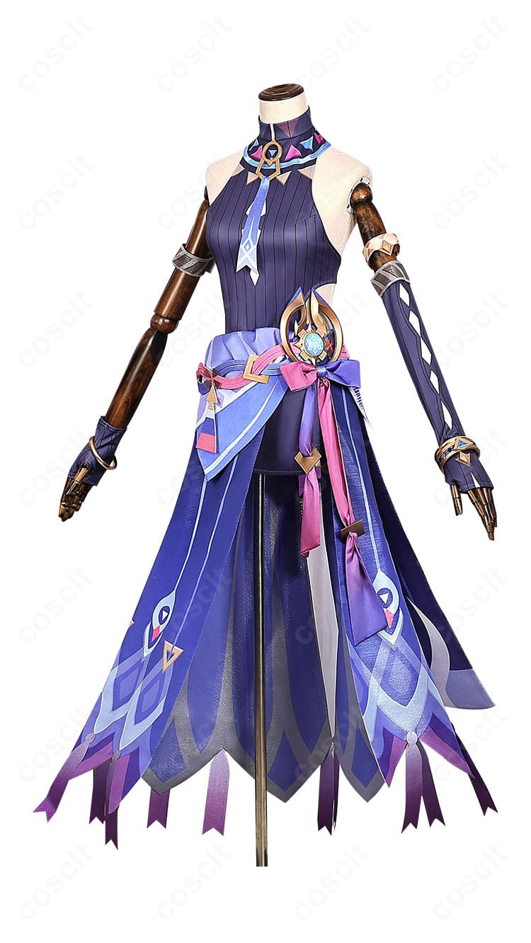 原神 シトラリ衣装の右側面。オーバースカートのフレアと腰飾りの位置関係、側面ラインの再現度を示す画像。