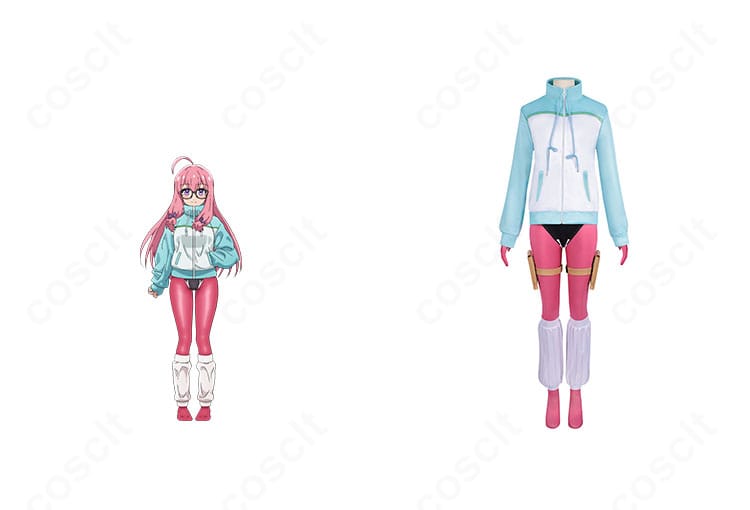 出浦白津莉の合成カット付き正面画像。レオタード+コートの全体シルエットとカラー構成が分かる