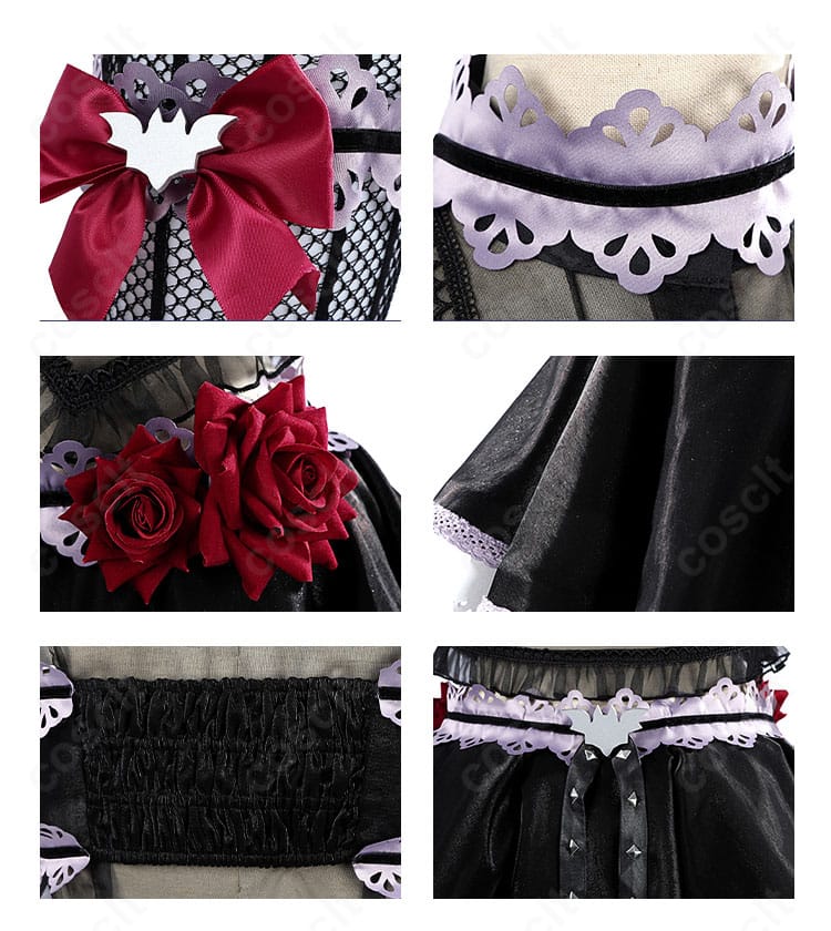 西木野真姫 怪談編コスプレ衣装の胸飾り・腰飾り・首飾りの近接ディテール。装飾の立体感と素材感を強調。