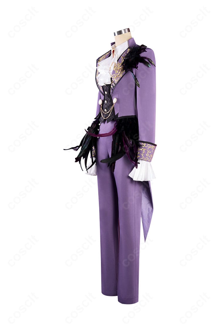 第五人格 フレデリック・クレイバーグ衣装 サイドビュー。コートのラインと腰飾り、チェーン配置の立体感を強調