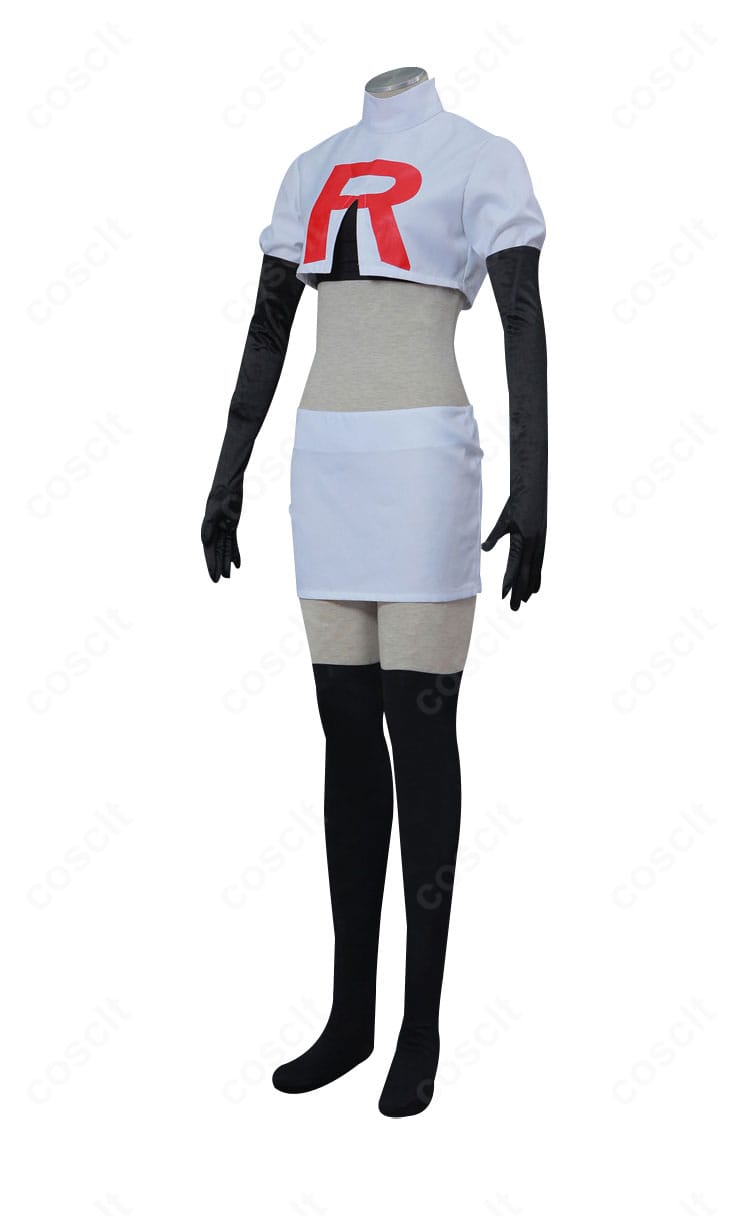 ポケットモンスター ムサシ コスプレ 側面、ウエストラインと袖のフィット感、シルエットのシャープさを強調