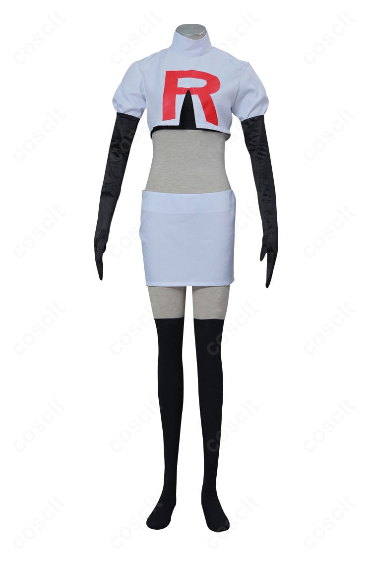 ポケットモンスター ムサシ コスプレ 正面全体像、トップスのRロゴ位置とスカートのラインを確認