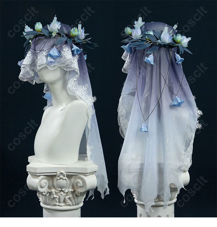 頭巾と花飾りのディテール。キャラクターのアイコン要素を調和よく配置。