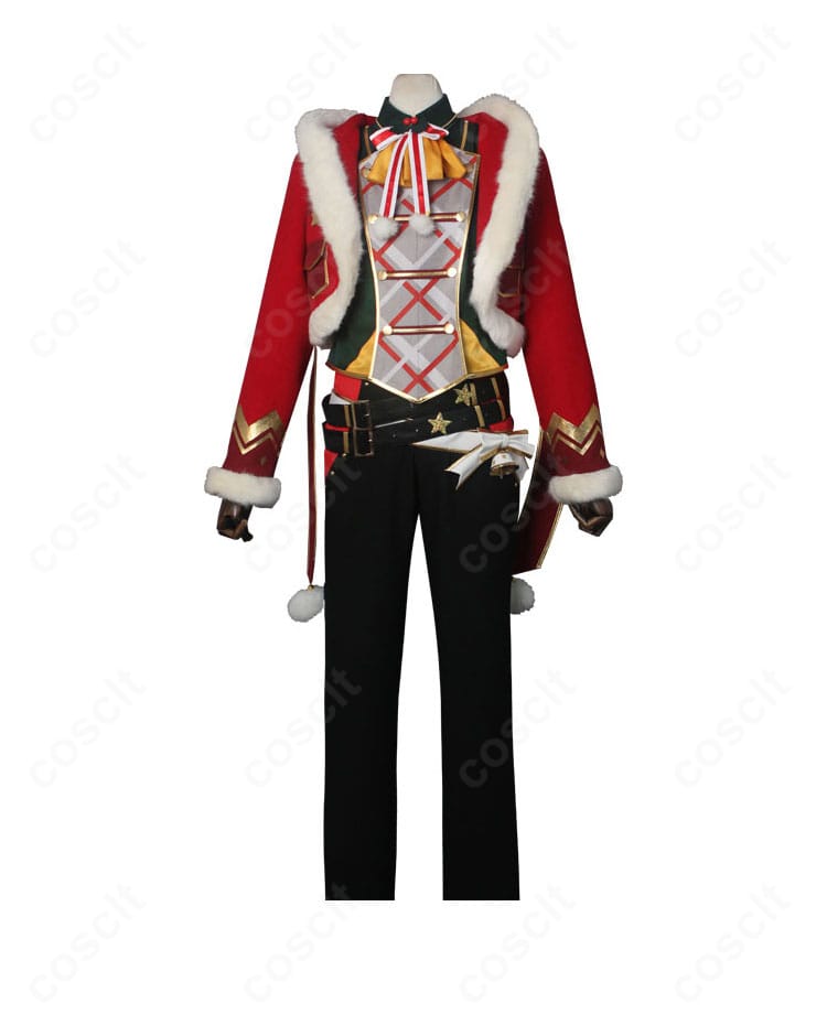 商品正面の単体カット。コート・シャツ・スカーフ・装飾までの配置と縫製ディテールを確認できる画像