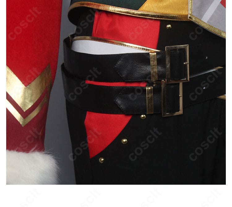 腰帯・ベルト装飾の詳細。ウィンターサンタらしいアクセントと金具の質感が伝わる画像