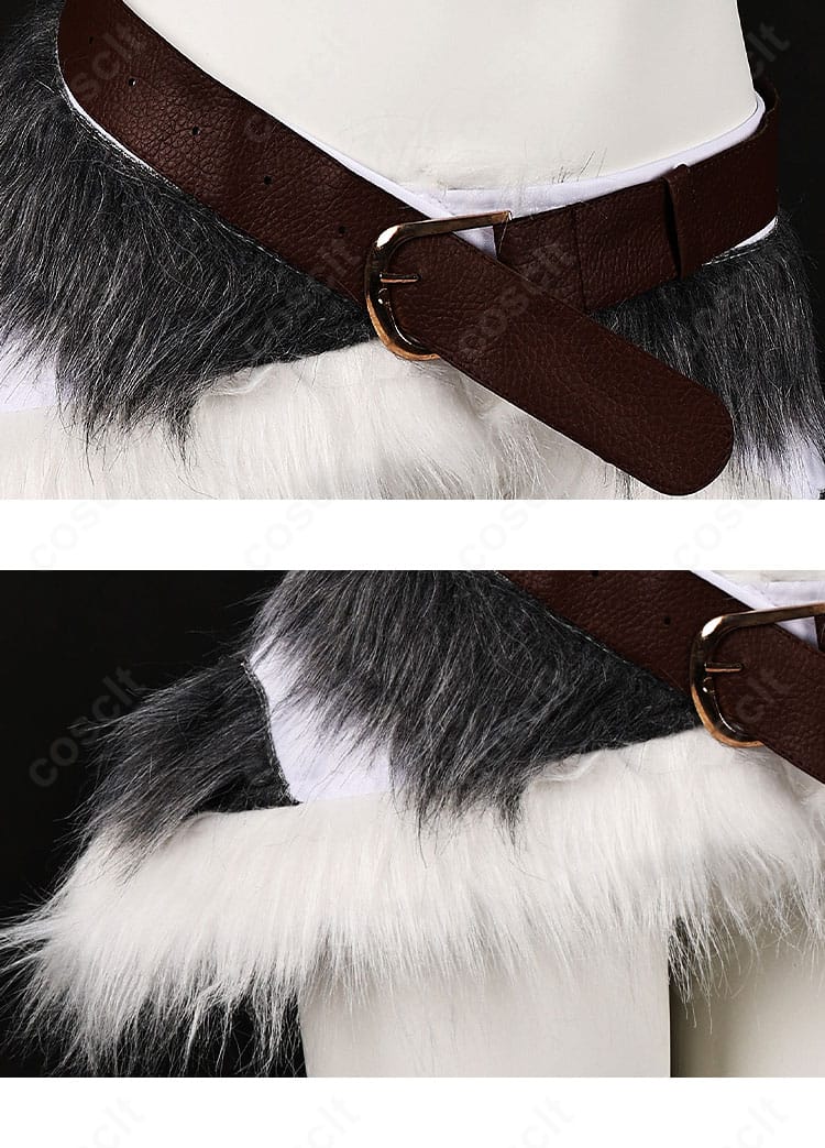 ベルト装飾のアップ。質感のある素材と留め具の形状、ステッチの精密さが伝わるクローズアップ。