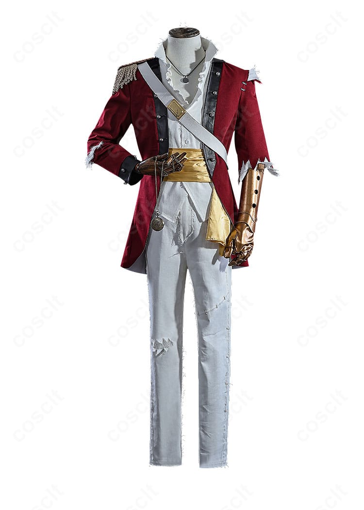 ホセ・バーデン 初期衣装コスプレの正面全身。コートと肩章、帯の配置がわかるカット