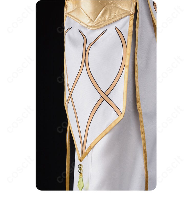 肩飾り詳細：立体的な肩装飾と金縁デザインを見せるルルーシュ皇帝コスプレ衣装のショルダー部分。