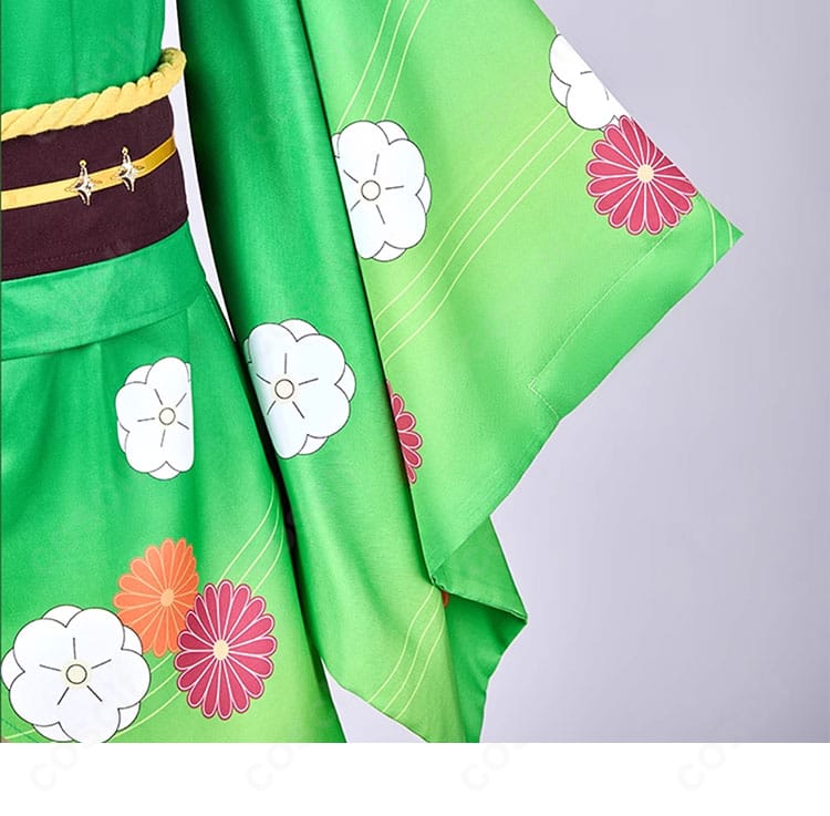 阿良河キウィ お正月ver. 和装コスプレ衣装の袖口装飾ディテール。刺繍風の意匠と縁取りの仕上げを示すクローズアップ