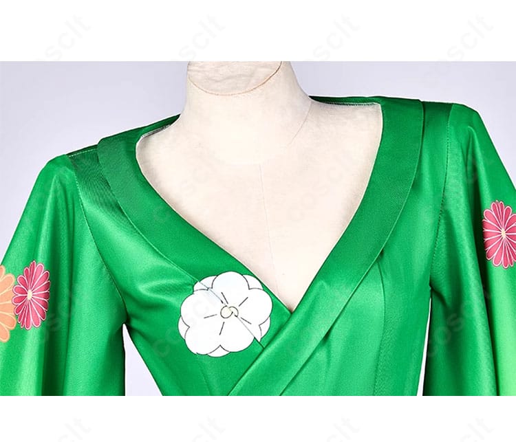 阿良河キウィ お正月ver. 和装コスプレ衣装の襟元装飾アップ。ステッチと飾りの配置が分かる高品質ディテール