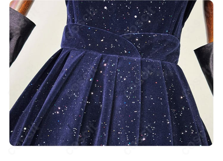 腰部装飾のアップ。深いカラーリングとメタル調パーツの配置で大人っぽい雰囲気を表現した恋と深空ドレス。