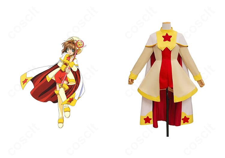 カードキャプターさくら 木之本桜のマント付きバトルコスチューム正面。コートとマントの重なりとつけ襟の再現度が分かる商品画像