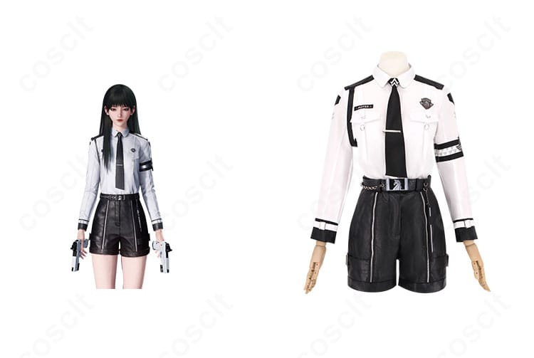 恋と深空 プレイヤー(主人公)特別任務コスプレ衣装の正面とキャラクター比較。警徽風装飾と全体バランスが分かる画像