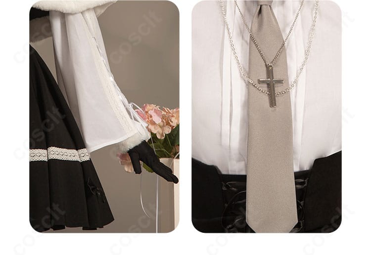 袖口・ネクタイ・ネックレス装飾のディテール(春日野穹 冬服)