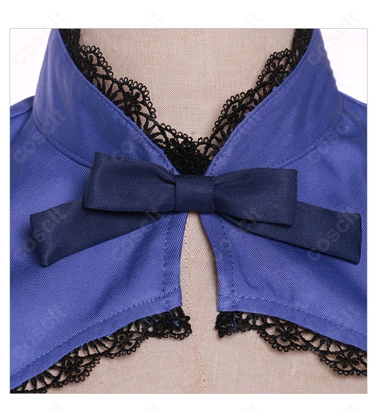 篝火花 変身後衣装の蝶結びと襟装飾のクローズアップ。特徴的なモチーフを強調したディテール画像。