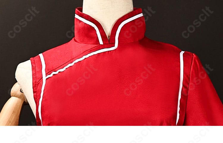 襟元装飾の拡大。豪華な意匠と質感、留め具の配置が分かる。