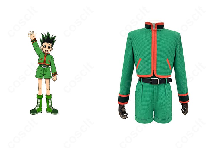 ゴン＝フリークス ハンター試験編のコスプレ合成写真。緑ジャケットとショートパンツを高再現し、作品の世界観をリアルに表現。