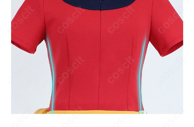 ハルカ衣装の背面ディテール、ヘムラインと切替部の仕上げ