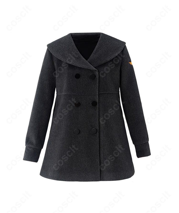 COSCLT製 木之本桜 友枝小学校冬服コートの外套ディテール。ボタンや縫製の質感が分かるクローズアップ