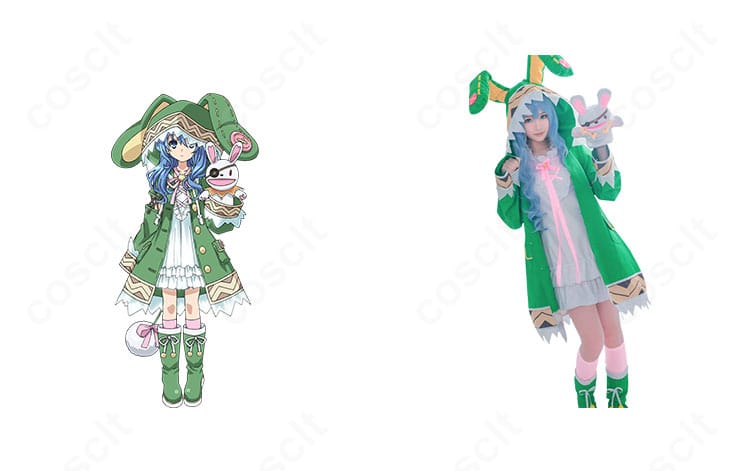 デート・ア・ライブ 氷芽川四糸乃の精霊衣装を着用したコラボ風イメージ。青コートとリボンを忠実再現した全身カット