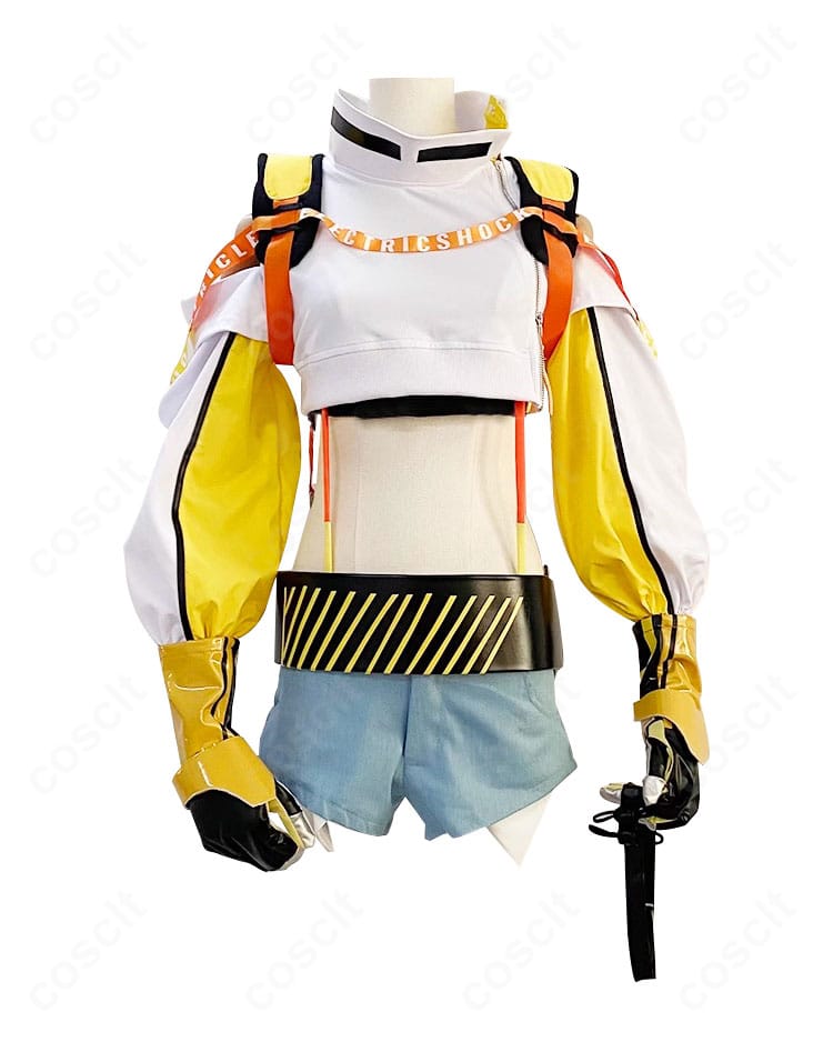 COSCLT エレグ コスプレ衣装 正面アップ。上品な色味とセクシーなライン、胸元〜ウエストの立体裁断を強調。