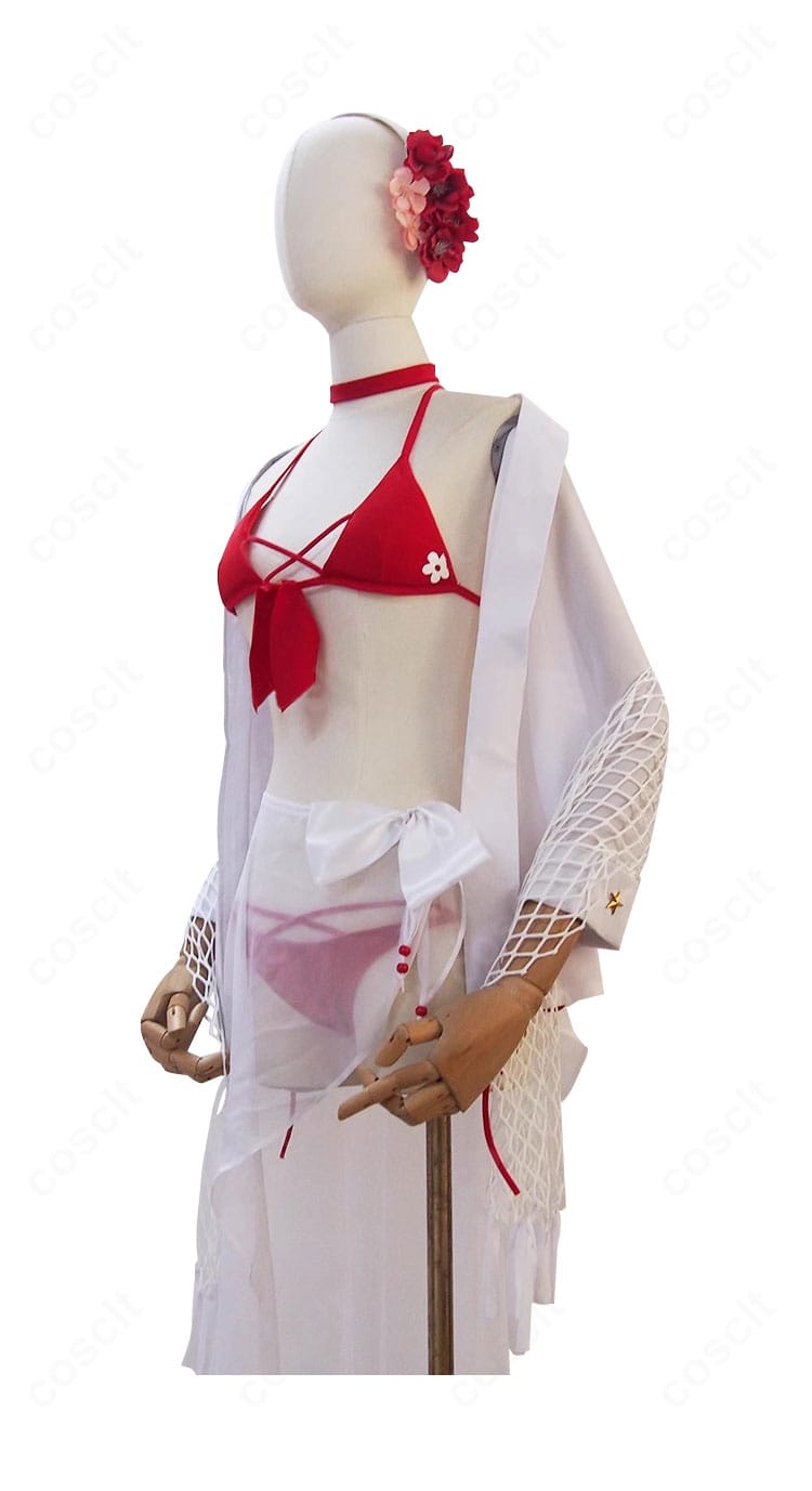 サクラ水着コスの側面ディテール。立体裁断による美シルエットと縫製の精度が見える角度の画像。