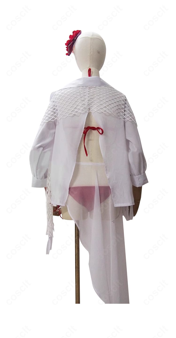 サクラ水着コスの背面デザイン。バックスタイルのラインと着脱しやすい開閉構造を示す商品写真。