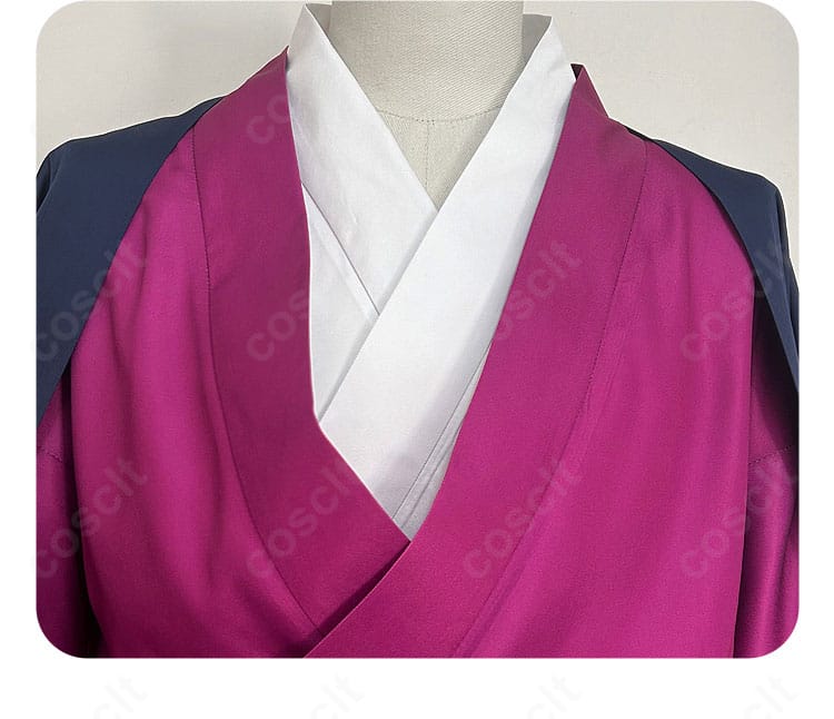 宇髄天元 コスプレ衣装の領口デザインの拡大写真。繊細なライン取りとステッチワークを強調。