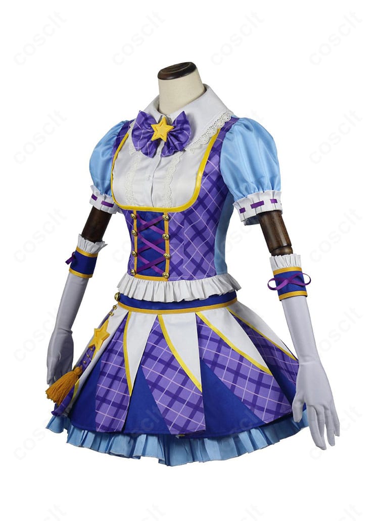 氷上スミレ 衣装の左側面。トップスのウエストラインとスカートのフレアが作る美しいシルエットを強調。