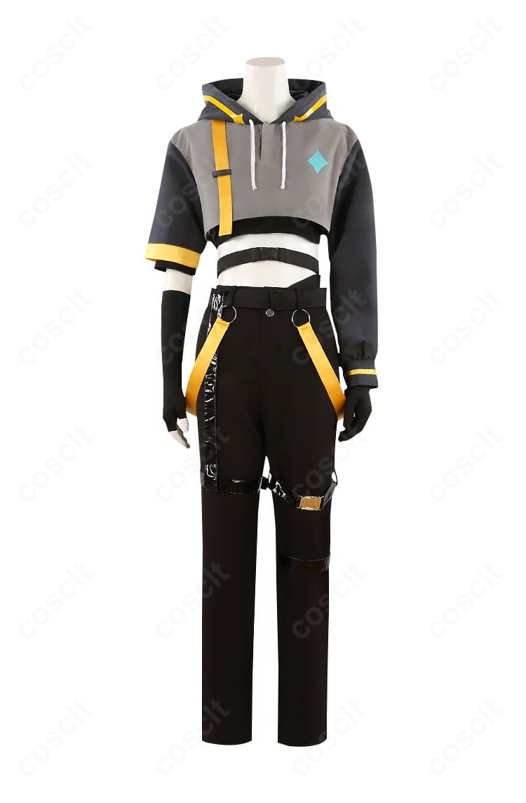 原神 空(旅人)コスプレ衣装の正面全体。金装飾と配色を忠実に再現した高品質仕立て。