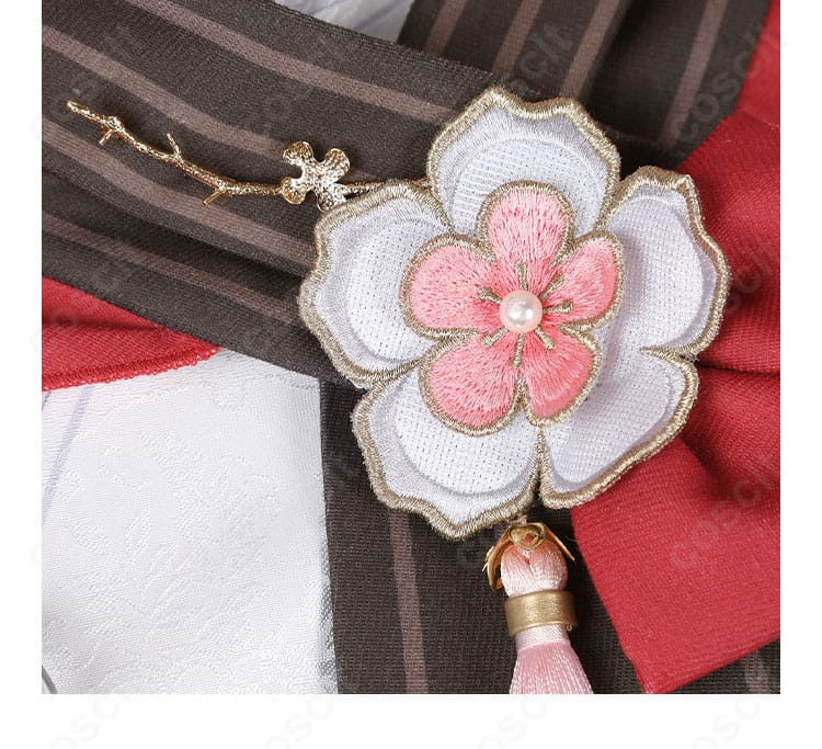 背面飾りの全体構成。フリンジと紐パーツの長さと配置を示す