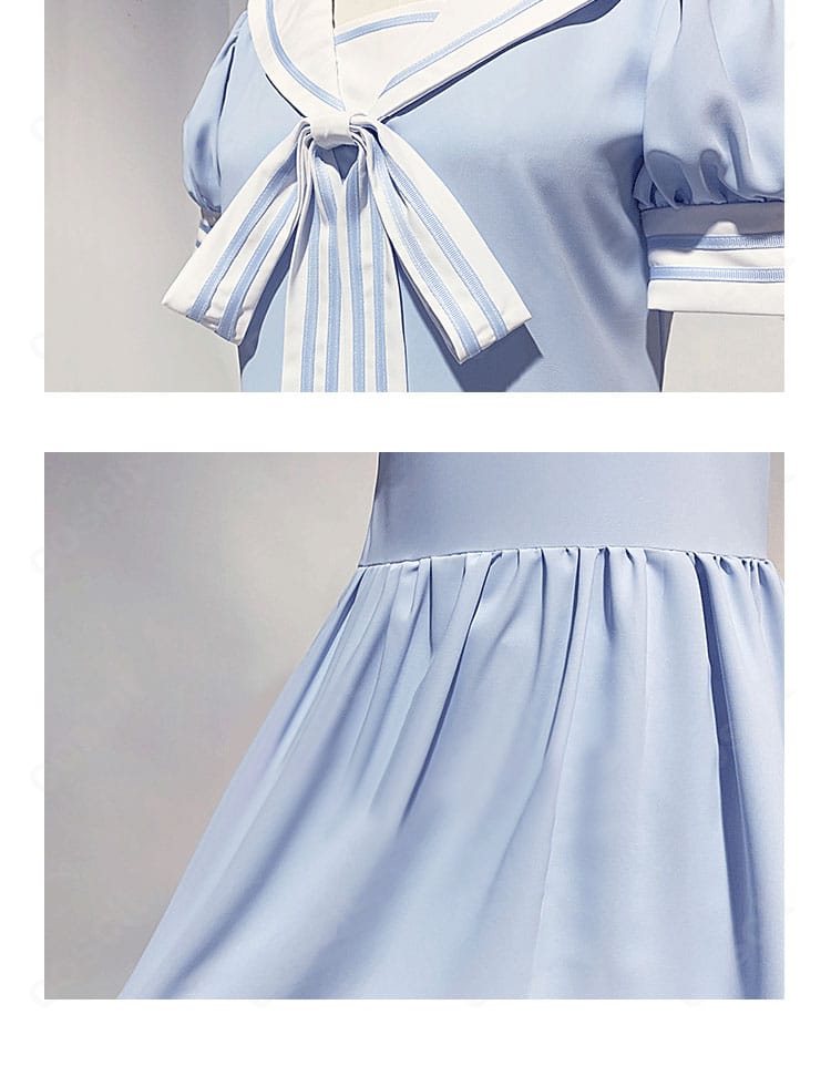 木之本桜 私服ワンピースの装飾ディテール。花柄や紋章モチーフの再現を強調した部分写真