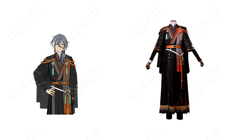 正面＋キャライメージ：あんさんぶるスターズ！！ 伏見弓弦 迷い子バラッドのコスプレ衣装と公式風ビジュアル比較がわかる合成カット