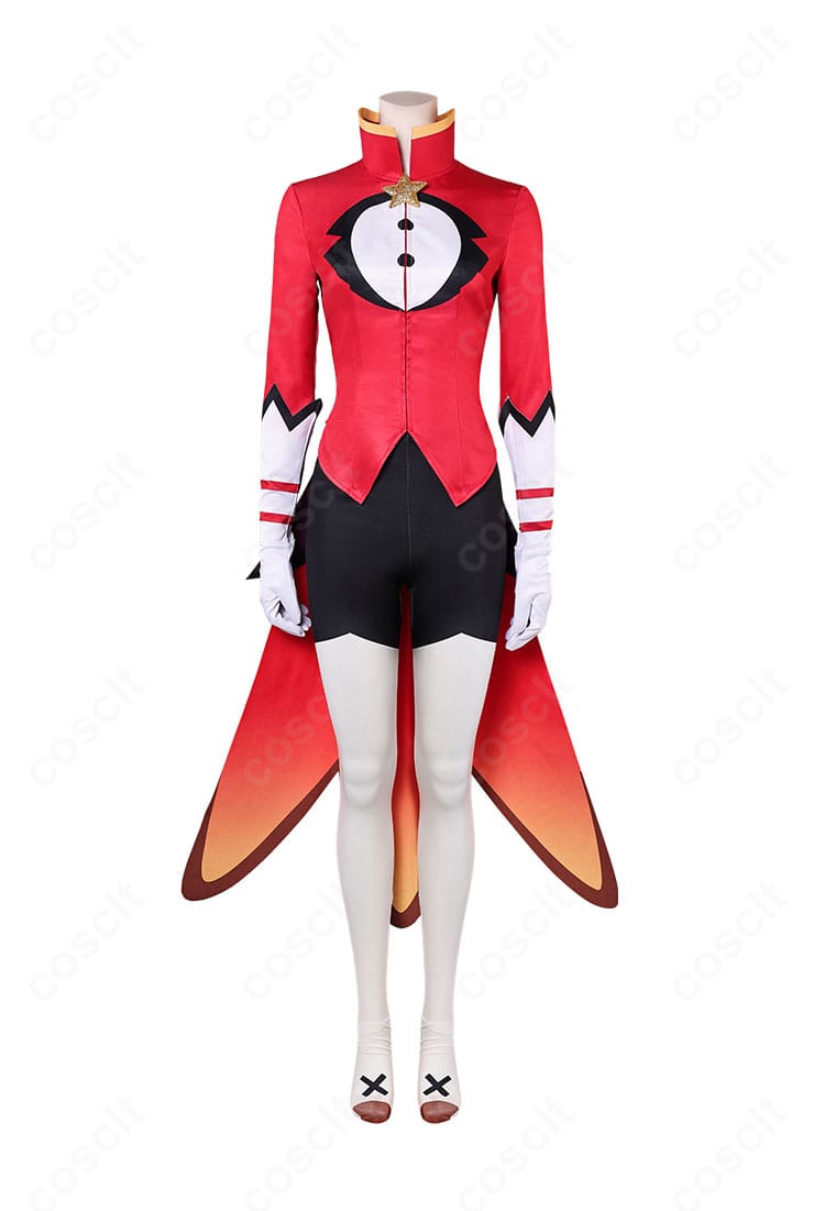 衣装正面アップ。ヴァサゴを意識した落ち着いた色味とセクシーなシルエット、襟元の装飾が強調された高再現デザイン。