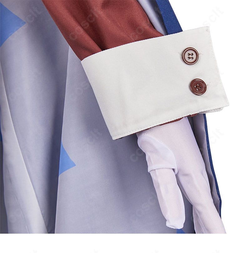 地縛少年花子くん 蒼井茜 時計守仕様コスプレ 袖口の装飾ディテール。縫製の確かさとパーツの質感を示す接写。