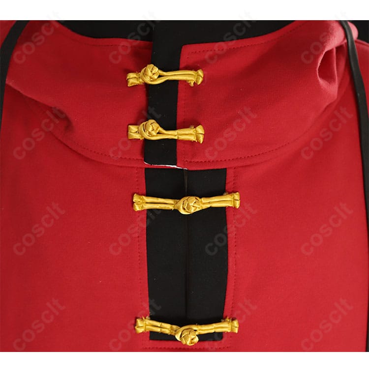 極楽街 アルマ コスプレ衣装の襟周りディテール。門襟の刺繍と縫製仕上げのアップ